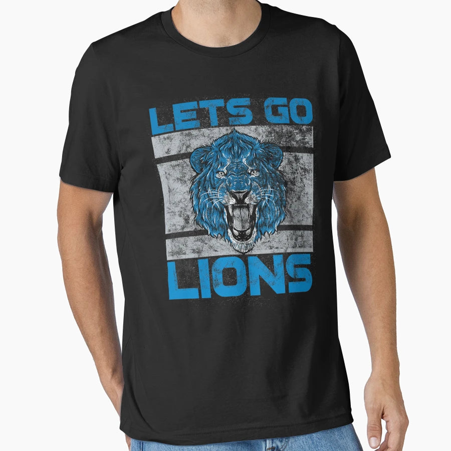 Lets Go Lions Washed And Worn T-Shirt - Novelty Apparel Unisex - T-Shirt, Sweatshirt, Hoodie