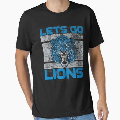 Lets Go Lions Washed And Worn T-Shirt - Novelty Apparel Unisex - T-Shirt, Sweatshirt, Hoodie