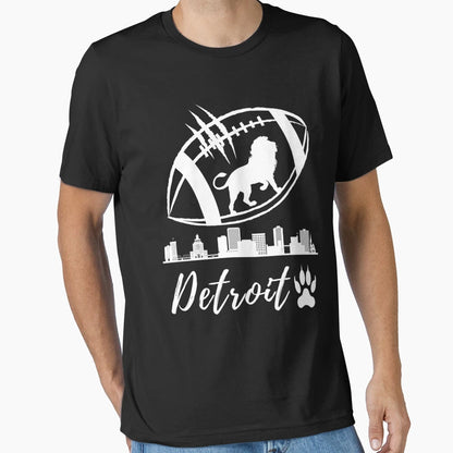 Detroit Football Lion Skyline Pride T-Shirt - Streetwear Style Unisex - T-Shirt, Sweatshirt, Hoodie