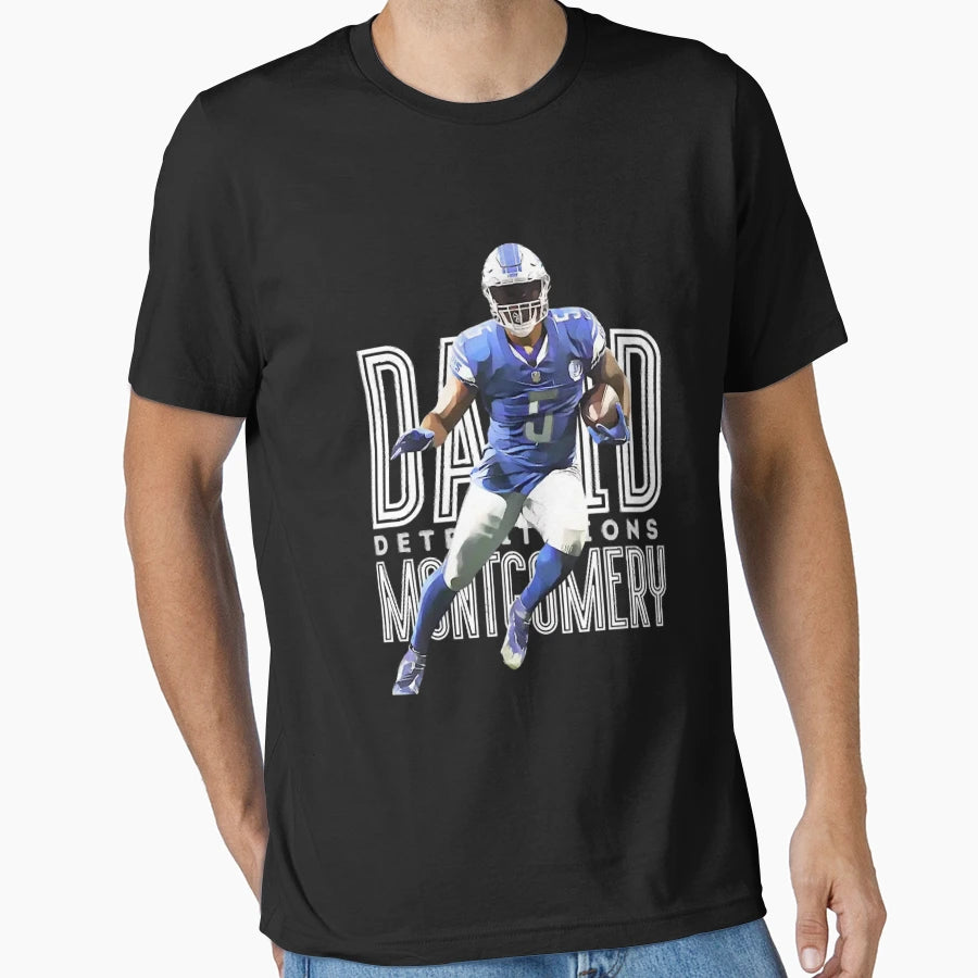 David Montgomery Lions Football T-Shirt - Custom Art Print Men Women - T-Shirt, Sweatshirt, Hoodie