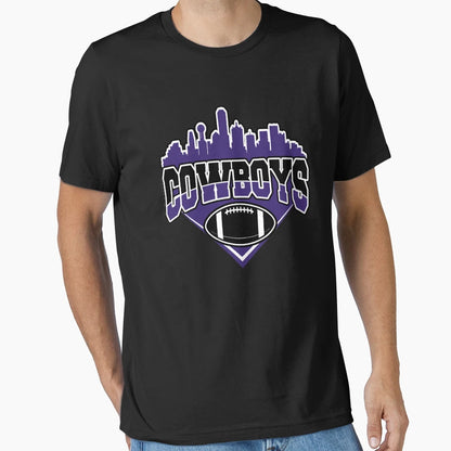 Cowboys Football Skyline Football T-Shirt - Fun Novelty Design for Adults - T-Shirt, Sweatshirt, Hoodie