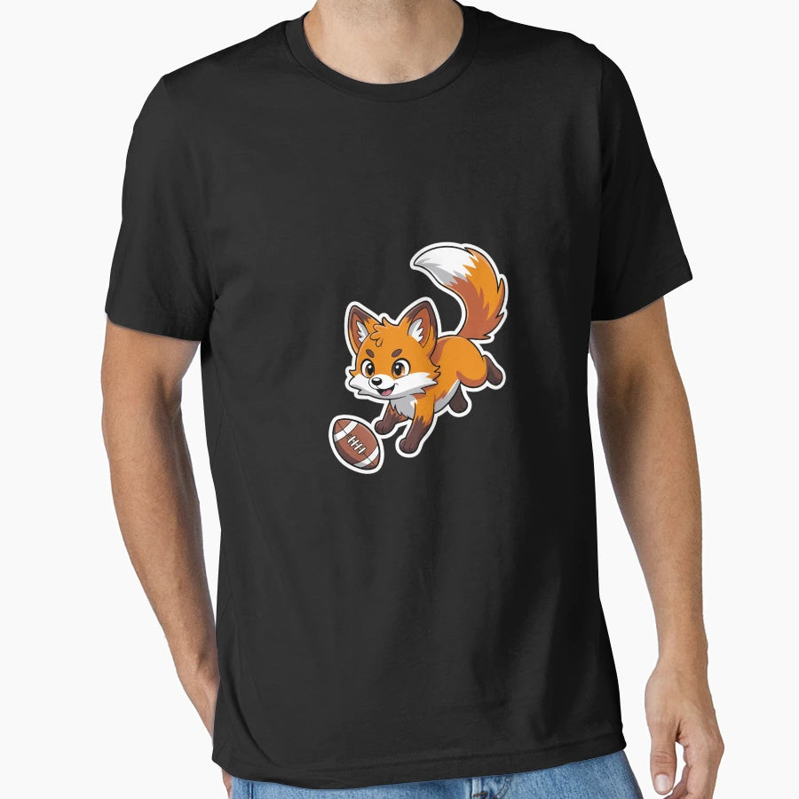 Rugby Fox Dive Cartoon T-Shirt - Unique Graphic for Adults - T-Shirt, Sweatshirt, Hoodie
