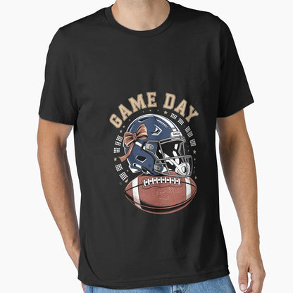 Football Mom Blue Coquette Bow Game T-Shirt - Aesthetic Graphic Men Women - T-Shirt, Sweatshirt, Hoodie