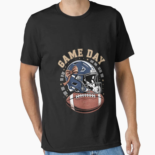 Football Mom Blue Coquette Bow Game T-Shirt - Aesthetic Graphic Men Women - T-Shirt, Sweatshirt, Hoodie