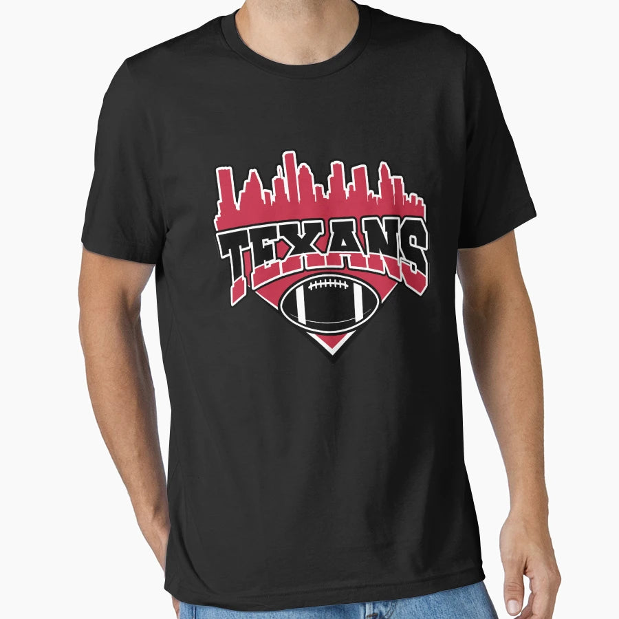Texans Football Skyline Football T-Shirt - Fun Novelty Design for Adults - T-Shirt, Sweatshirt, Hoodie