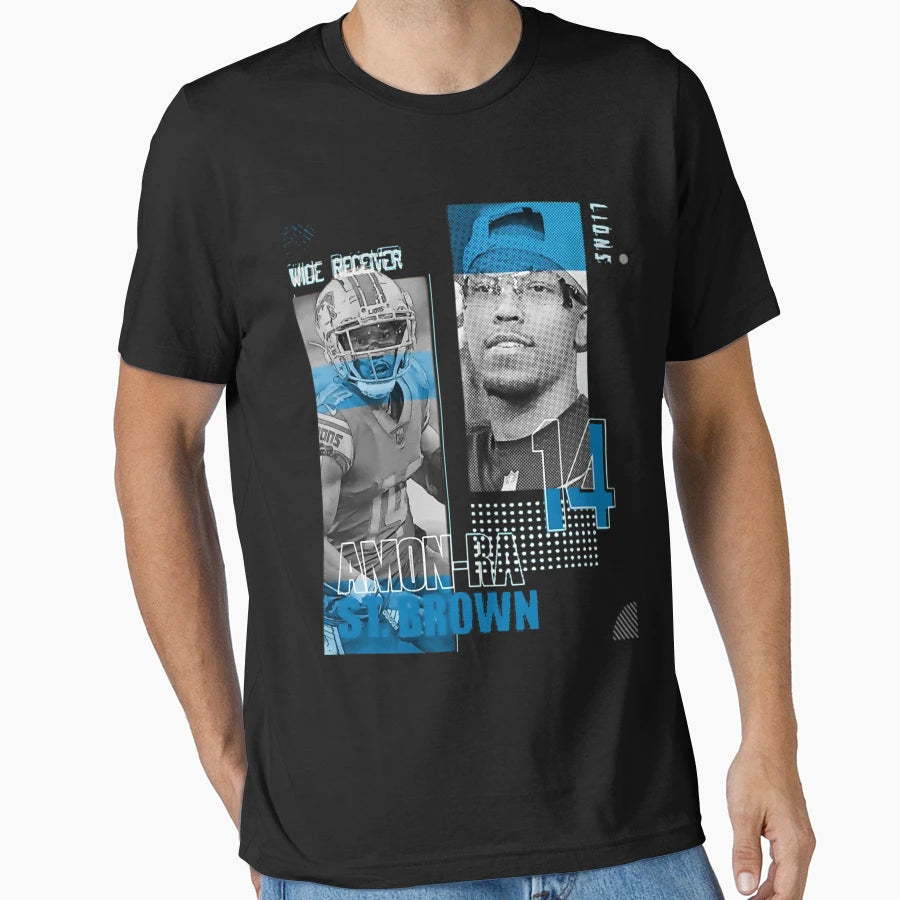 Amon Sport Ra St Brown Football Paper T-Shirt - Unique Graphic for Adults - T-Shirt, Sweatshirt, Hoodie