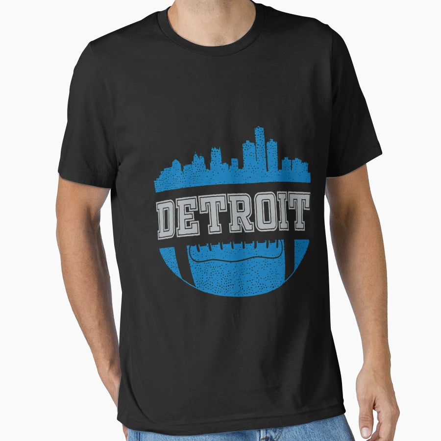 Detroit Football Skyline T-Shirt - Trendy Graphic Men Women - T-Shirt, Sweatshirt, Hoodie