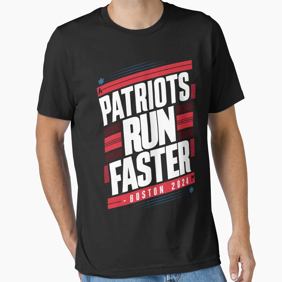 Marathon Monday Patriots Run Faster T-Shirt - Minimalist Print Unisex - T-Shirt, Sweatshirt, Hoodie