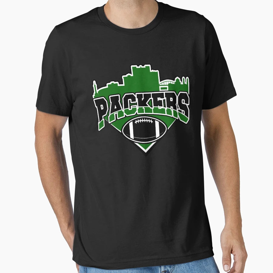 Packers Football Skyline Football Team T-Shirt - Novelty Apparel for Adults - T-Shirt, Sweatshirt, Hoodie