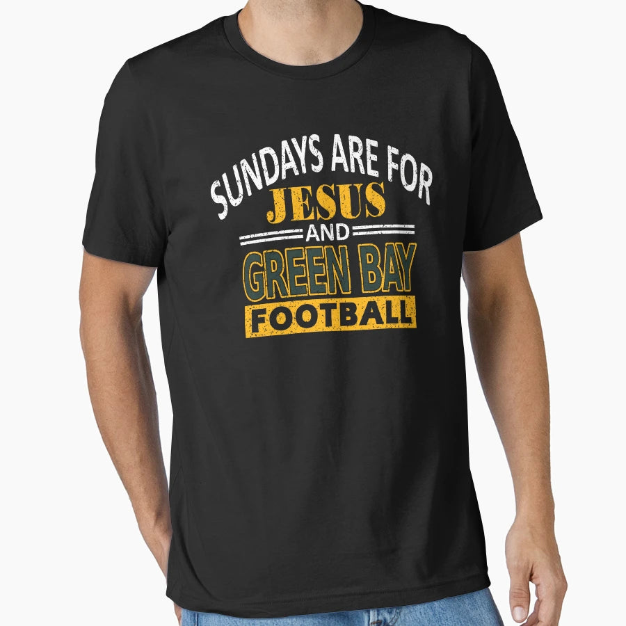Green Bay Football Fan Sundays Jesus T-Shirt - Minimalist Print Men Women - T-Shirt, Sweatshirt, Hoodie