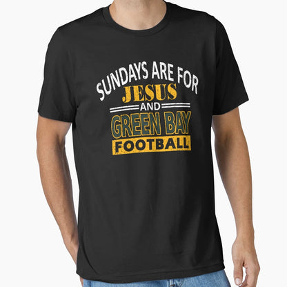 Green Bay Football Fan Sundays Jesus T-Shirt - Minimalist Print Men Women - T-Shirt, Sweatshirt, Hoodie