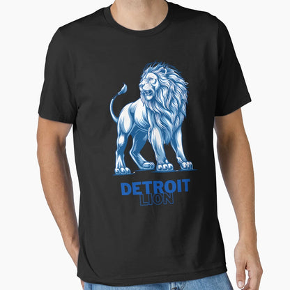 Detroit Lion Majestic Blue Pride T-Shirt - Minimalist Print Unisex - T-Shirt, Sweatshirt, Hoodie