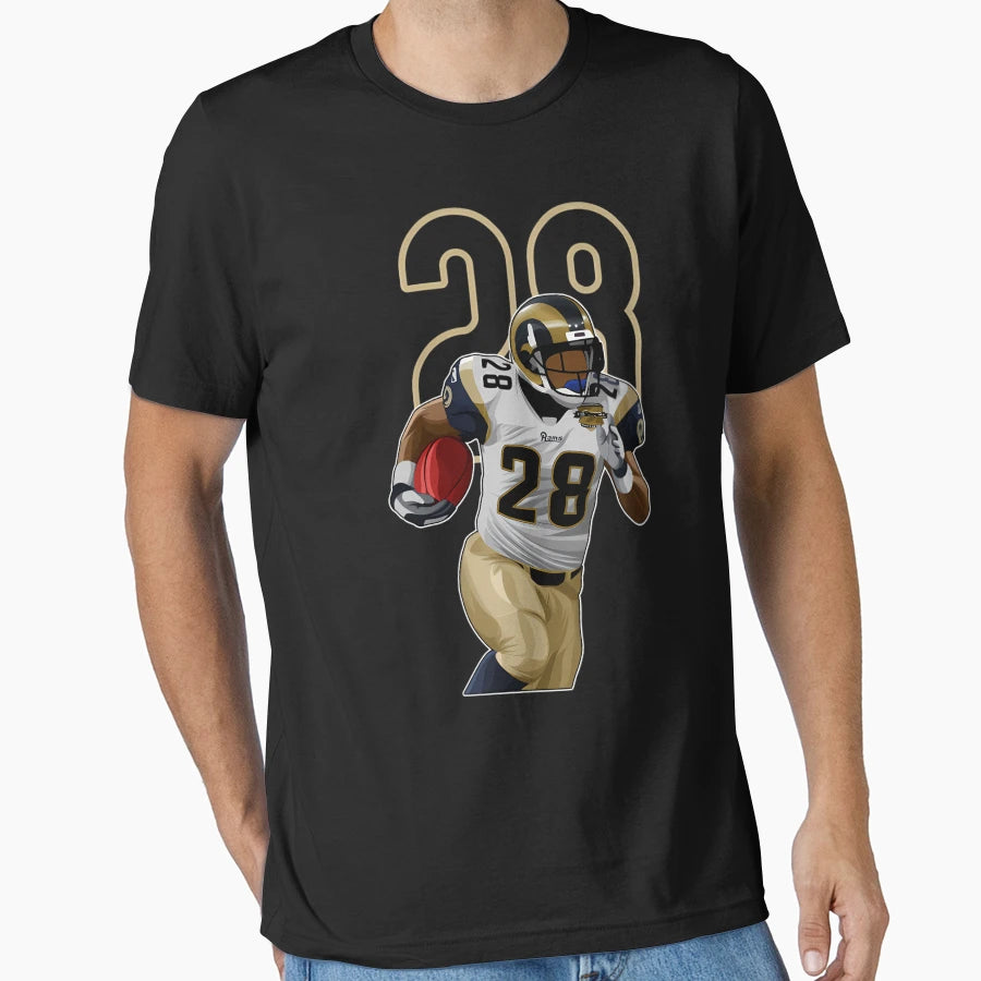 Marshall Faulk St Louis 28 Number T-Shirt - Trendy Graphic Unisex - T-Shirt, Sweatshirt, Hoodie