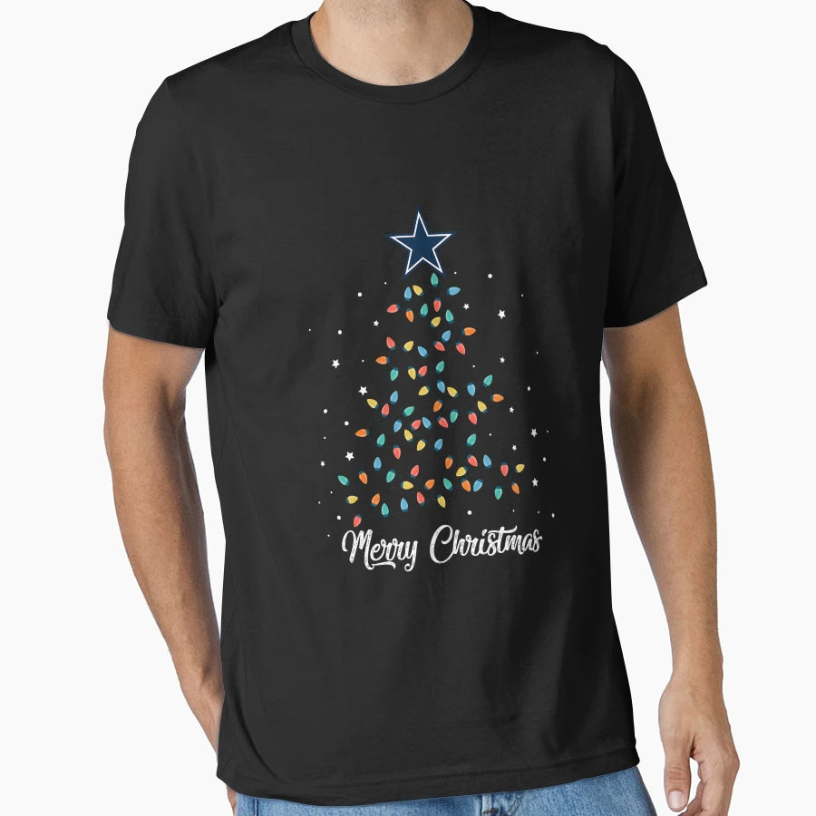 Dallas Cowboy Lights And Tree Merry T-Shirt - Graphic Print Men Women - T-Shirt, Sweatshirt, Hoodie