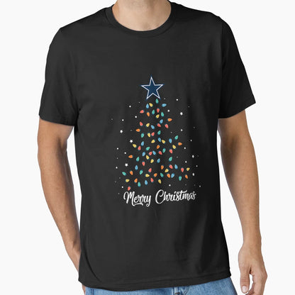 Dallas Cowboy Lights And Tree Merry T-Shirt - Graphic Print Men Women - T-Shirt, Sweatshirt, Hoodie