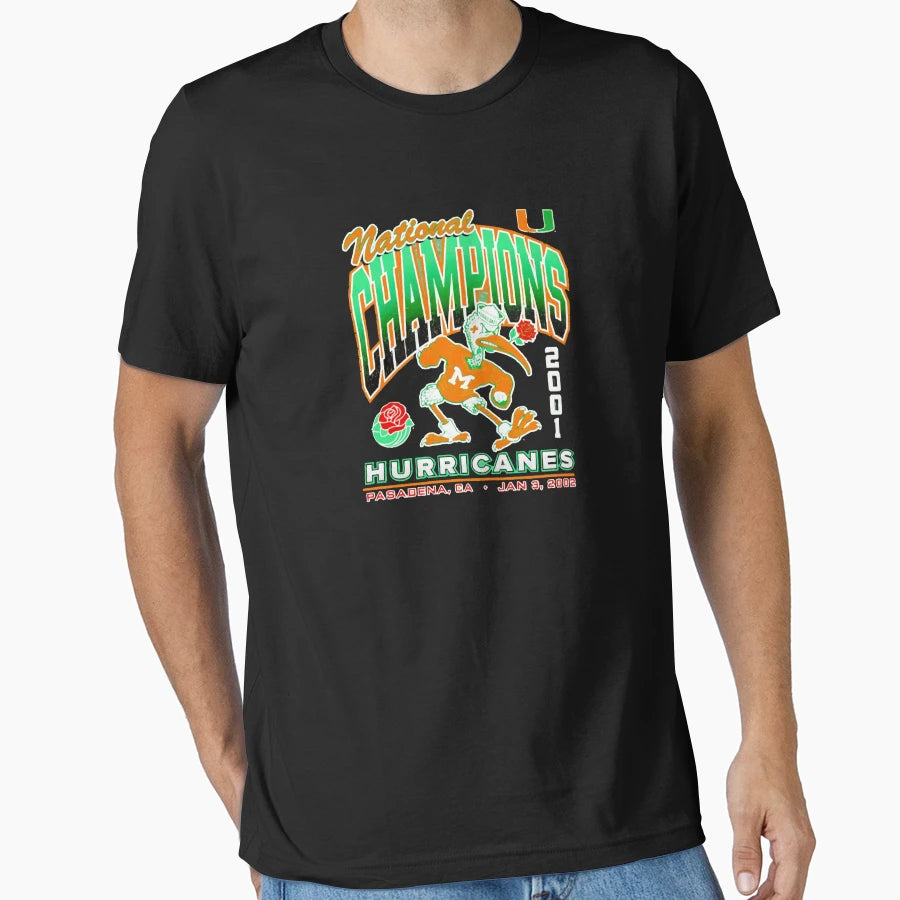 Miami Hurricanes 2001 National T-Shirt - Minimalist Print Men Women - T-Shirt, Sweatshirt, Hoodie