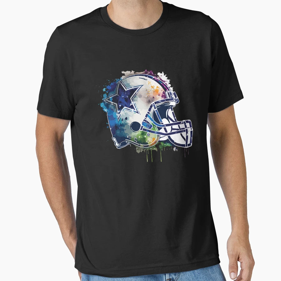 Cowboys Art Helmet T-Shirt - Unique Graphic for Adults - T-Shirt, Sweatshirt, Hoodie