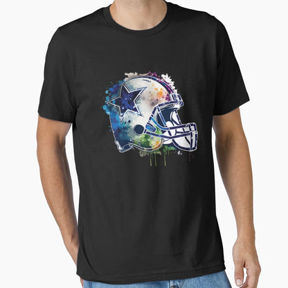 Cowboys Art Helmet T-Shirt - Unique Graphic for Adults - T-Shirt, Sweatshirt, Hoodie
