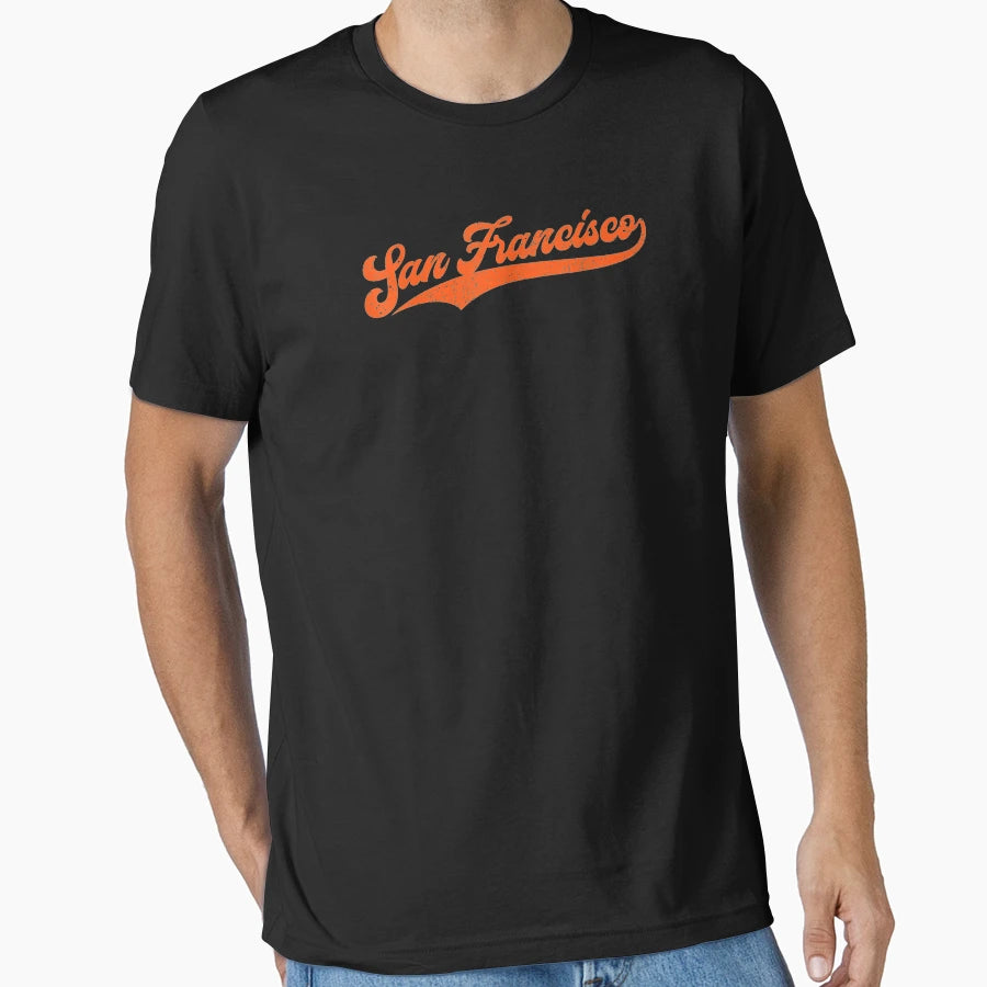 San Francisco Baseball Script Sf Game T-Shirt - Trendy Graphic for Adults - T-Shirt, Sweatshirt, Hoodie