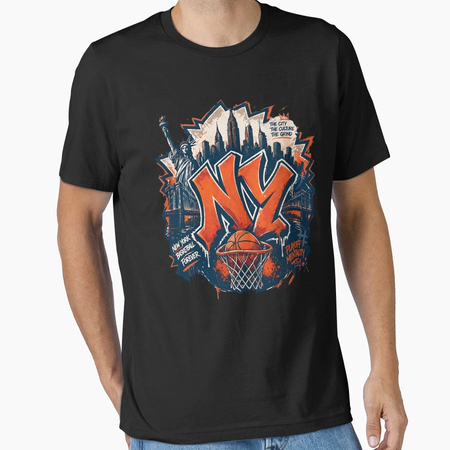 Ny Basketball Graffiti Streetball T-Shirt - Casual Everyday Wear Men Women - T-Shirt, Sweatshirt, Hoodie