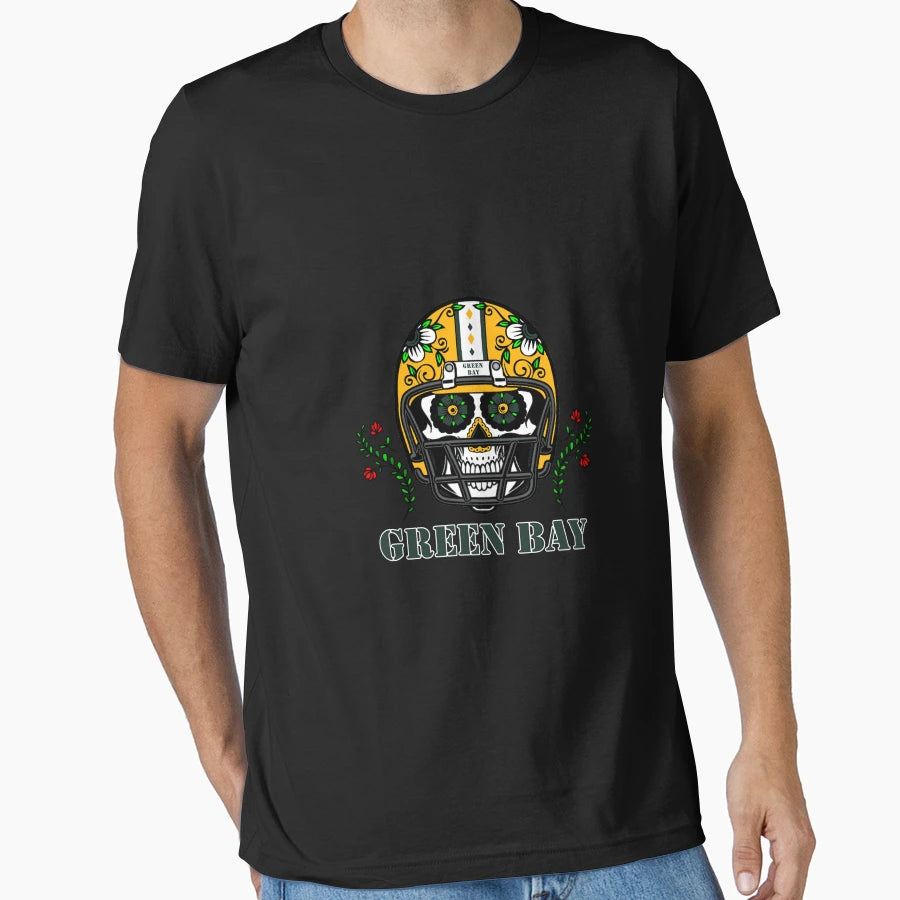 Green Bay Football Helmet Sugar T-Shirt - Casual Everyday Wear Men Women - T-Shirt, Sweatshirt, Hoodie