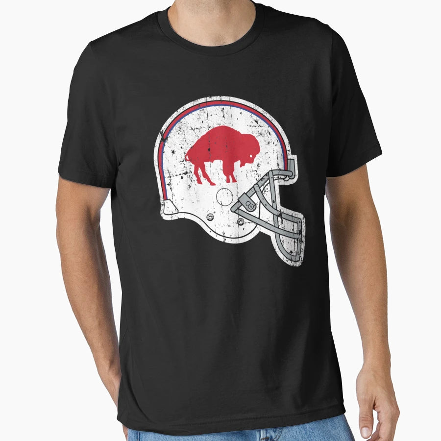 Distressed Bills Helmet T-Shirt - Custom Art Print Men Women - T-Shirt, Sweatshirt, Hoodie