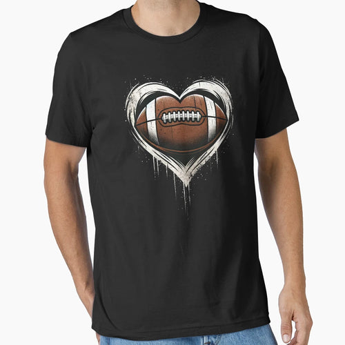 Heart American Football Valentines Day T-Shirt - Trendy Graphic Men Women - T-Shirt, Sweatshirt, Hoodie