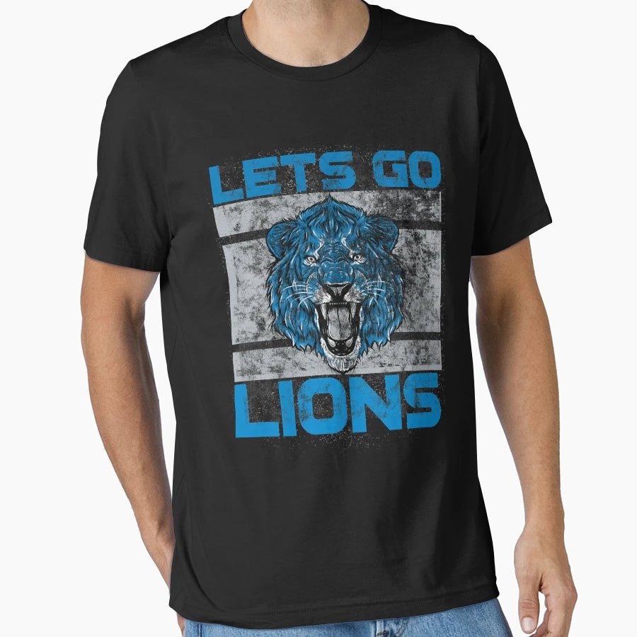 Lets Go Lions Washed And Worn T-Shirt - Fun Novelty Design Unisex - T-Shirt, Sweatshirt, Hoodie