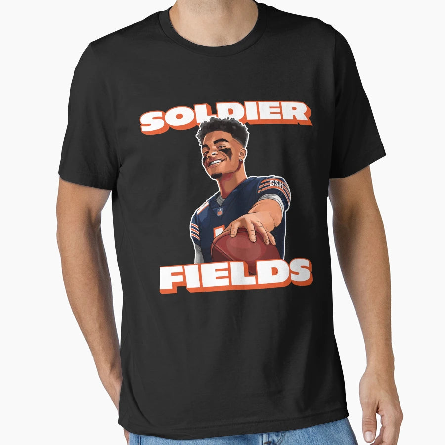 Soldier Fields Justin Fields Chicago T-Shirt - Custom Art Print Men Women - T-Shirt, Sweatshirt, Hoodie