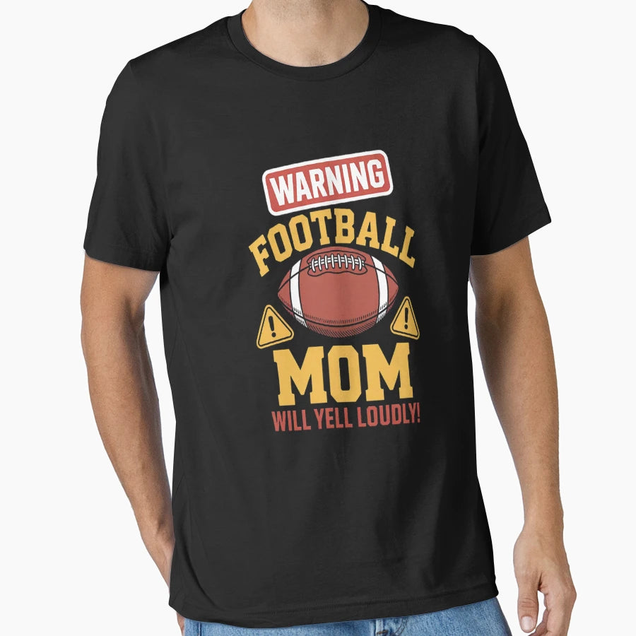 Warning American Football Mom Yell T-Shirt - Unique Graphic Men Women - T-Shirt, Sweatshirt, Hoodie