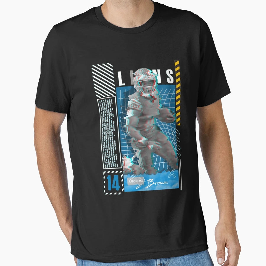 Amon Sport Ra St Brown Football Paper T-Shirt - Custom Art Print Men Women - T-Shirt, Sweatshirt, Hoodie