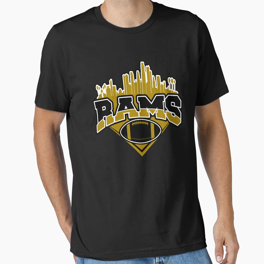Rams Football Skyline Football Team T-Shirt - Aesthetic Graphic for Adults - T-Shirt, Sweatshirt, Hoodie
