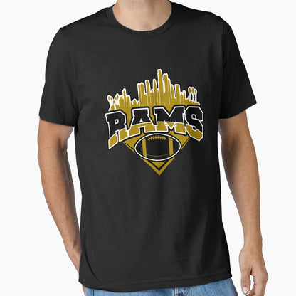 Rams Football Skyline Football Team T-Shirt - Aesthetic Graphic for Adults - T-Shirt, Sweatshirt, Hoodie