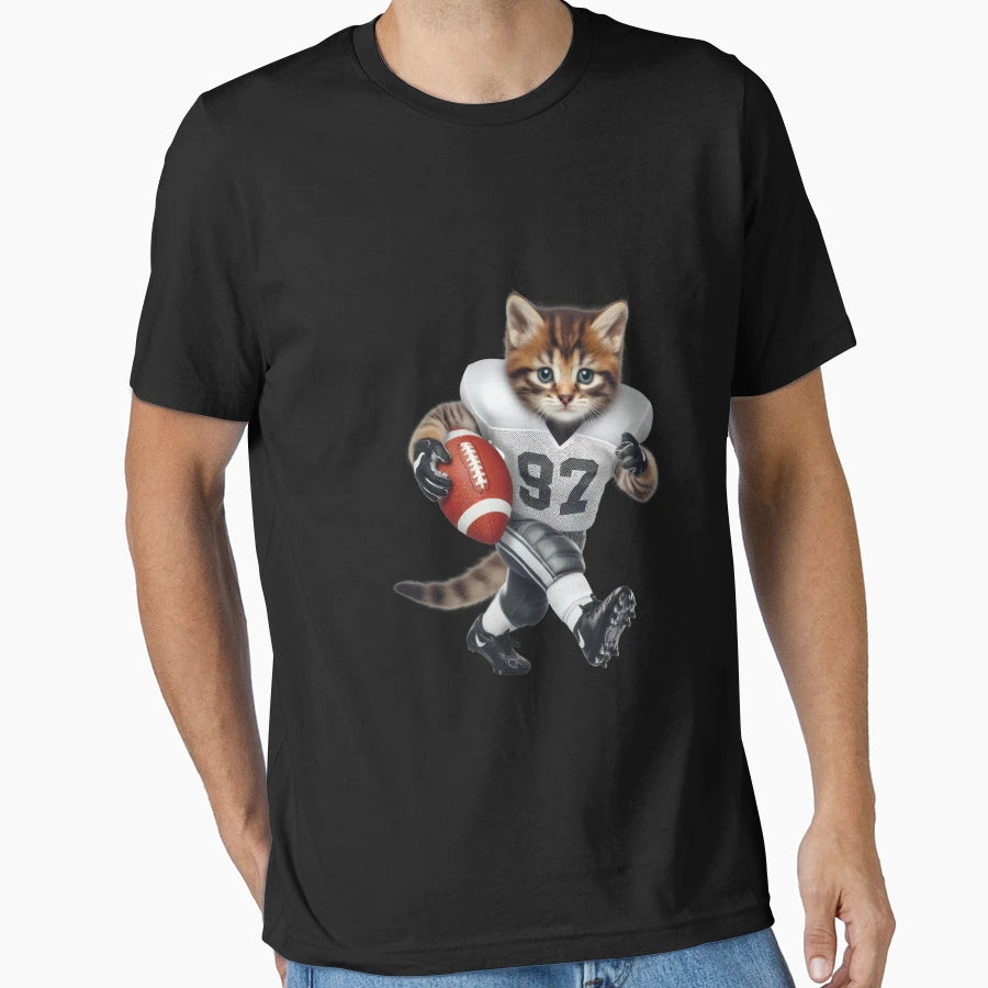 Kitty Playing American Football T-Shirt - Streetwear Style for Adults - T-Shirt, Sweatshirt, Hoodie