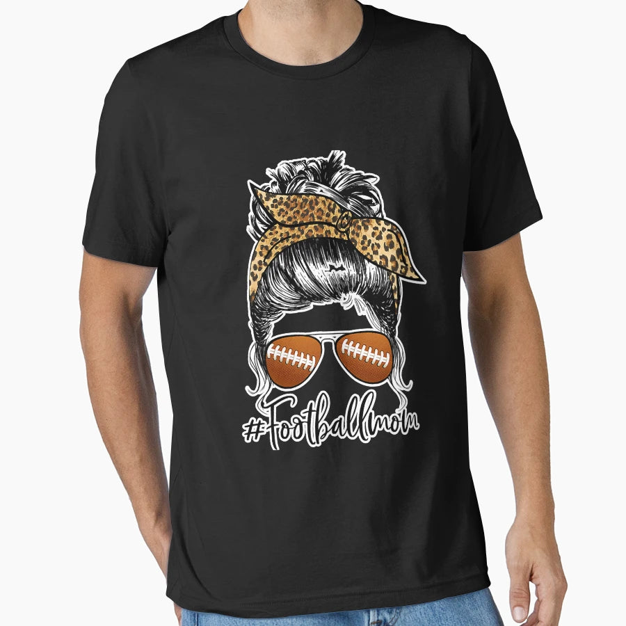 Football Mom Life Messy Bun Sport T-Shirt - Trendy Graphic for Adults - T-Shirt, Sweatshirt, Hoodie
