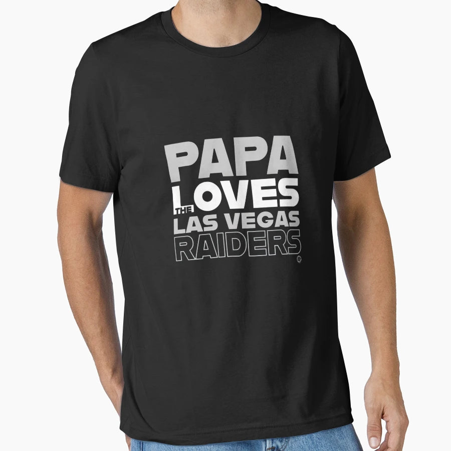Papa Loves Las Vegas Raiders T-Shirt - Aesthetic Graphic Men Women - T-Shirt, Sweatshirt, Hoodie