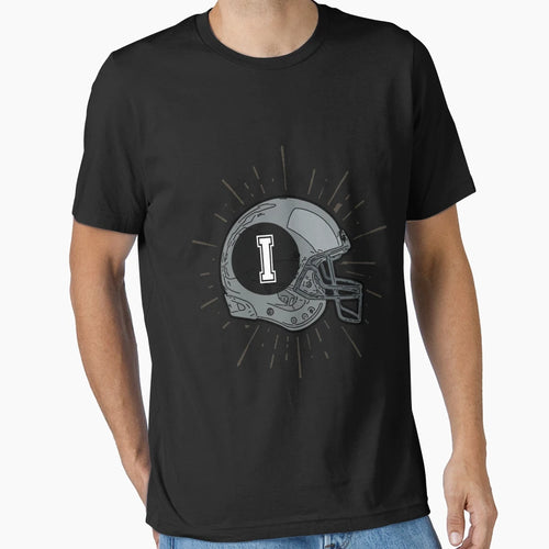 Monogram I Football Helmet Sunburst T-Shirt - Trendy Graphic Unisex - T-Shirt, Sweatshirt, Hoodie