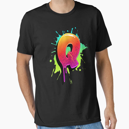 Graffiti Letters Q Letter Colorful T-Shirt - Minimalist Print for Adults - T-Shirt, Sweatshirt, Hoodie