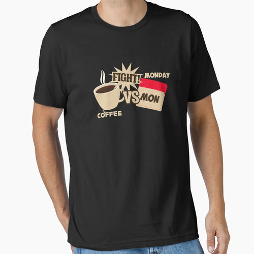 Coffee Versus Monday Fight Funny T-Shirt - Custom Art Print for Adults - T-Shirt, Sweatshirt, Hoodie