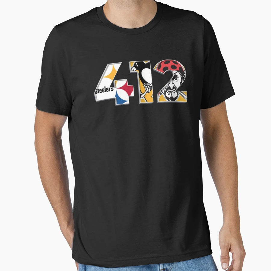 Area Code 412 Sports Teams T-Shirt - Trendy Graphic Unisex - T-Shirt, Sweatshirt, Hoodie