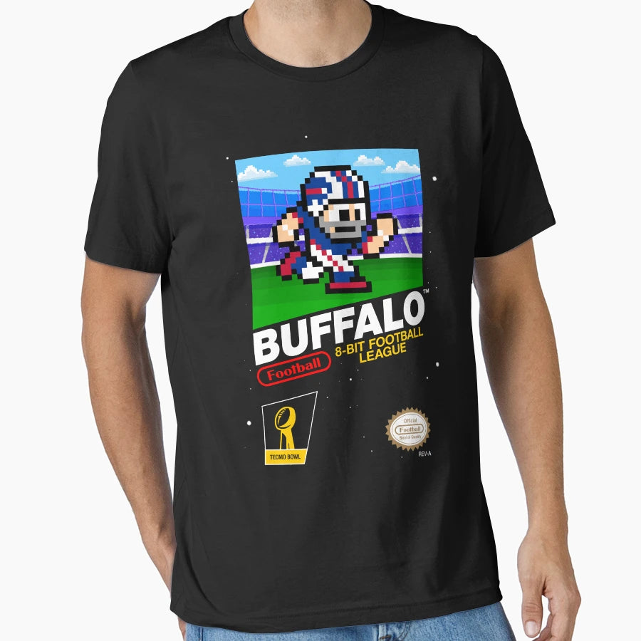 Buffalo Bills 8 Bit Videogames Cartridge T-Shirt - Unique Graphic Men Women - T-Shirt, Sweatshirt, Hoodie