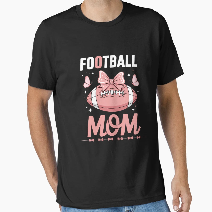 Breast Cancer Awareness Football Mom T-Shirt - Aesthetic Graphic for Adults - T-Shirt, Sweatshirt, Hoodie