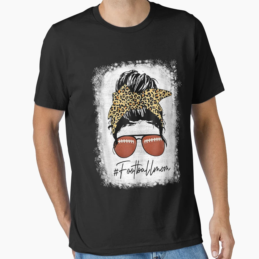 Bleached Football Mom Life Leopard T-Shirt - Novelty Apparel for Adults - T-Shirt, Sweatshirt, Hoodie
