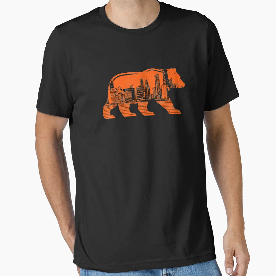 Downtown Chicago City Skyline Walking T-Shirt - Fun Novelty Design Unisex - T-Shirt, Sweatshirt, Hoodie