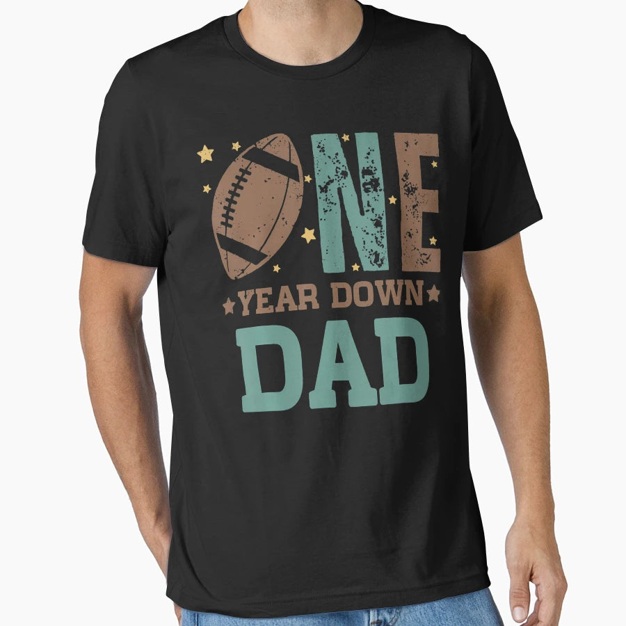 Dad 1 Year Old Football 1St Year Down T-Shirt - Trendy Graphic for Adults - T-Shirt, Sweatshirt, Hoodie