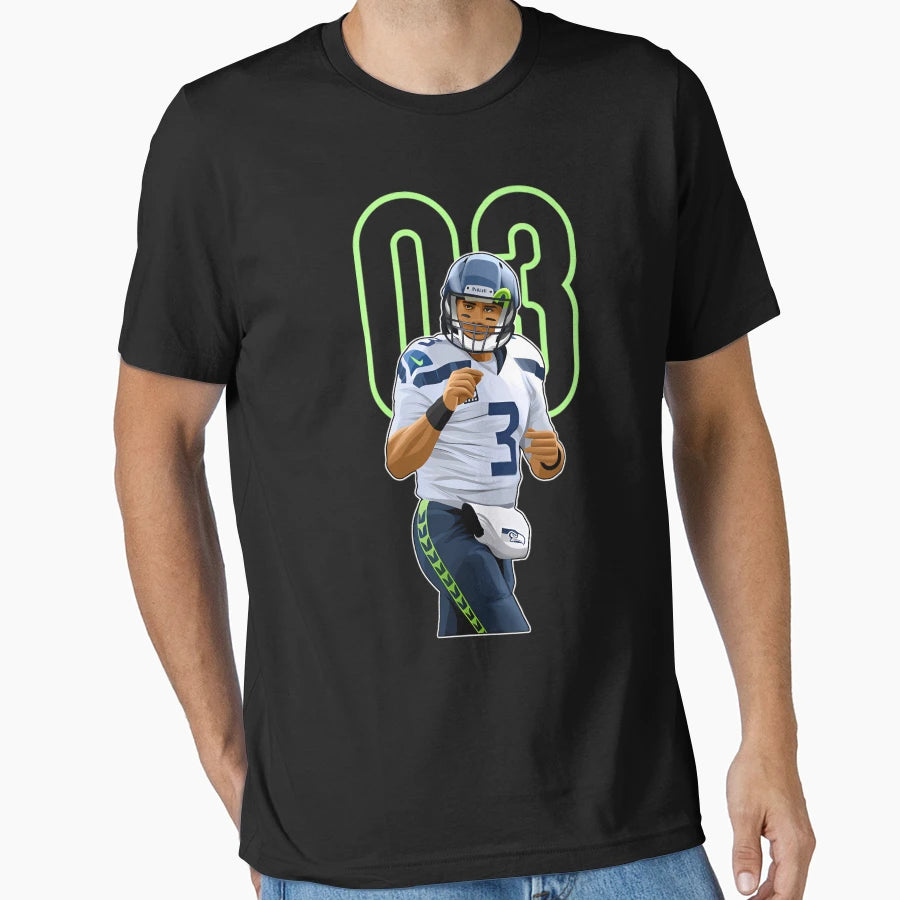 Russell Wilson Denver 3 Number T-Shirt - Casual Everyday Wear Men Women - T-Shirt, Sweatshirt, Hoodie
