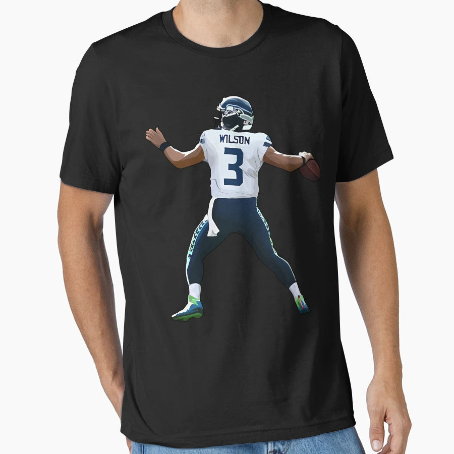 Russell Wilson Quarterback T-Shirt - Custom Art Print Unisex - T-Shirt, Sweatshirt, Hoodie