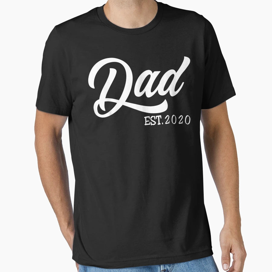 Fathers Day Dad Est 2020 First Time T-Shirt - Minimalist Print Men Women - T-Shirt, Sweatshirt, Hoodie