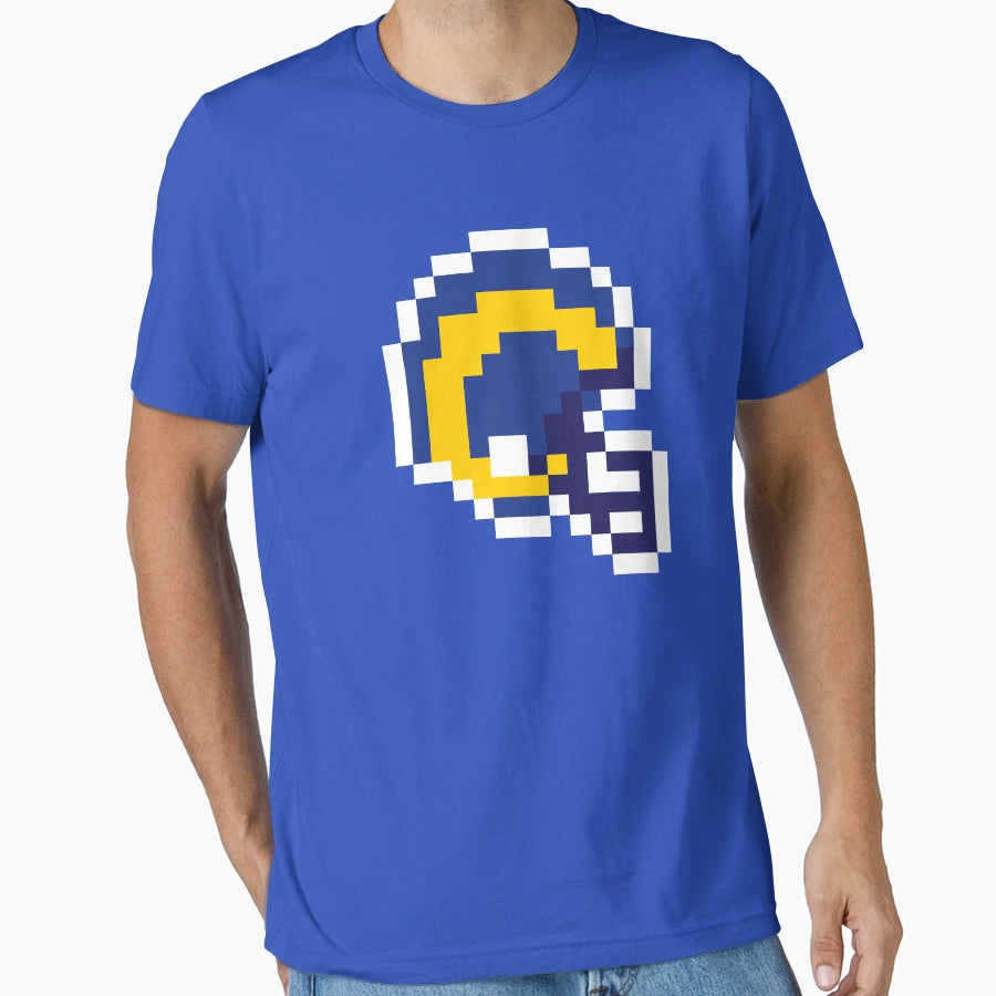 Los Angeles Rams 8 Bit Football Helmet T-Shirt - Novelty Apparel Men Women - T-Shirt, Sweatshirt, Hoodie