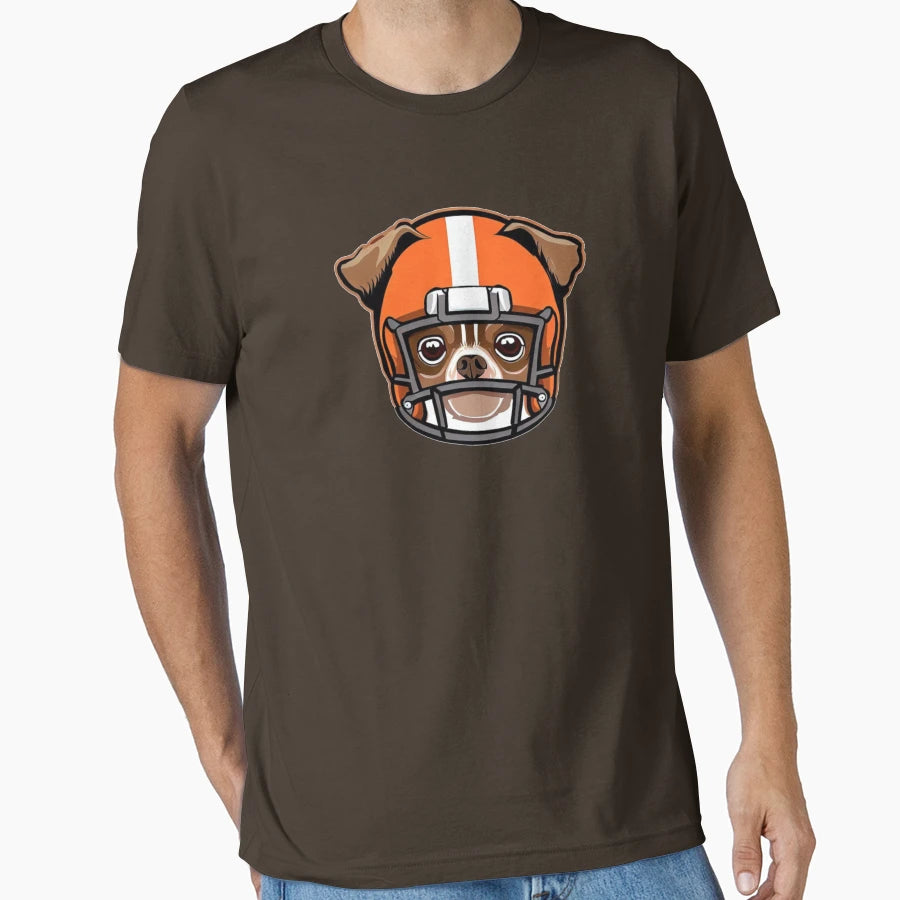 Cleveland Football Chihuahua Helmet T-Shirt - Minimalist Print for Adults - T-Shirt, Sweatshirt, Hoodie